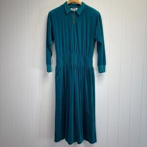 Vintage Clues Collections‎ Trad Wife Homestead Velour Midi Dress Size M Cottage